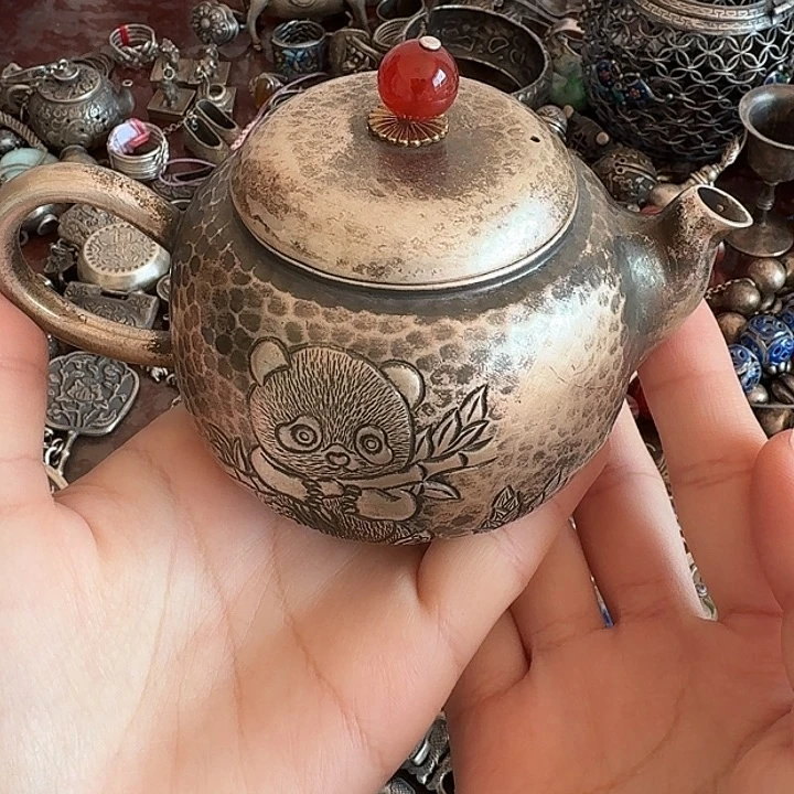 寻***趣足银玻璃足银茶壶一把