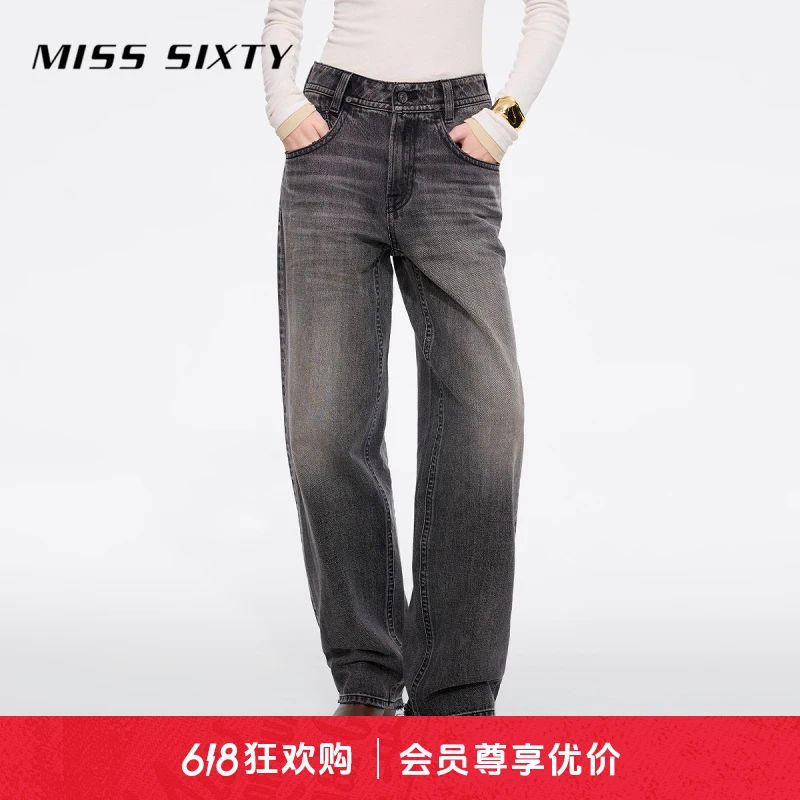 【进口牛仔面料】Miss Sixty2025春季新款牛仔裤萝卜裤复古锥形裤