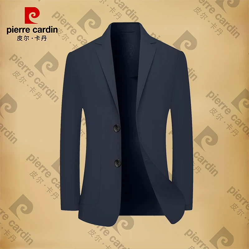 皮尔卡丹男士新款高档商务休闲西服夏季超薄弹力透气西装外套上衣