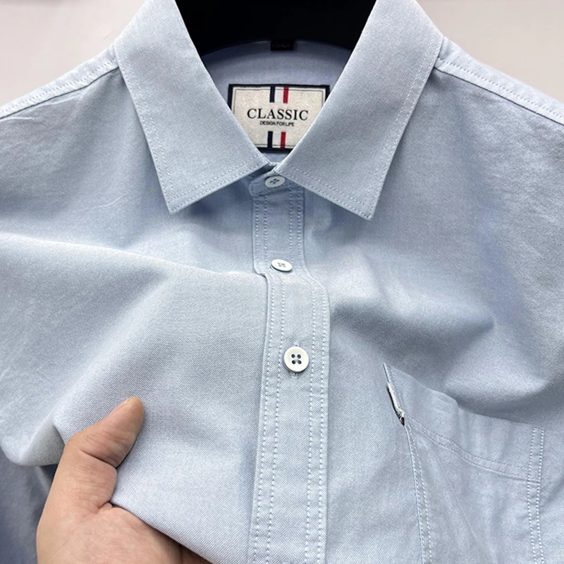 Zero Degree North高端100%纯棉长袖衬衫男士休闲纯色带口袋衬衣