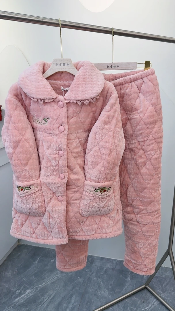 棉衣家居服金丝边加厚保暖女装00818