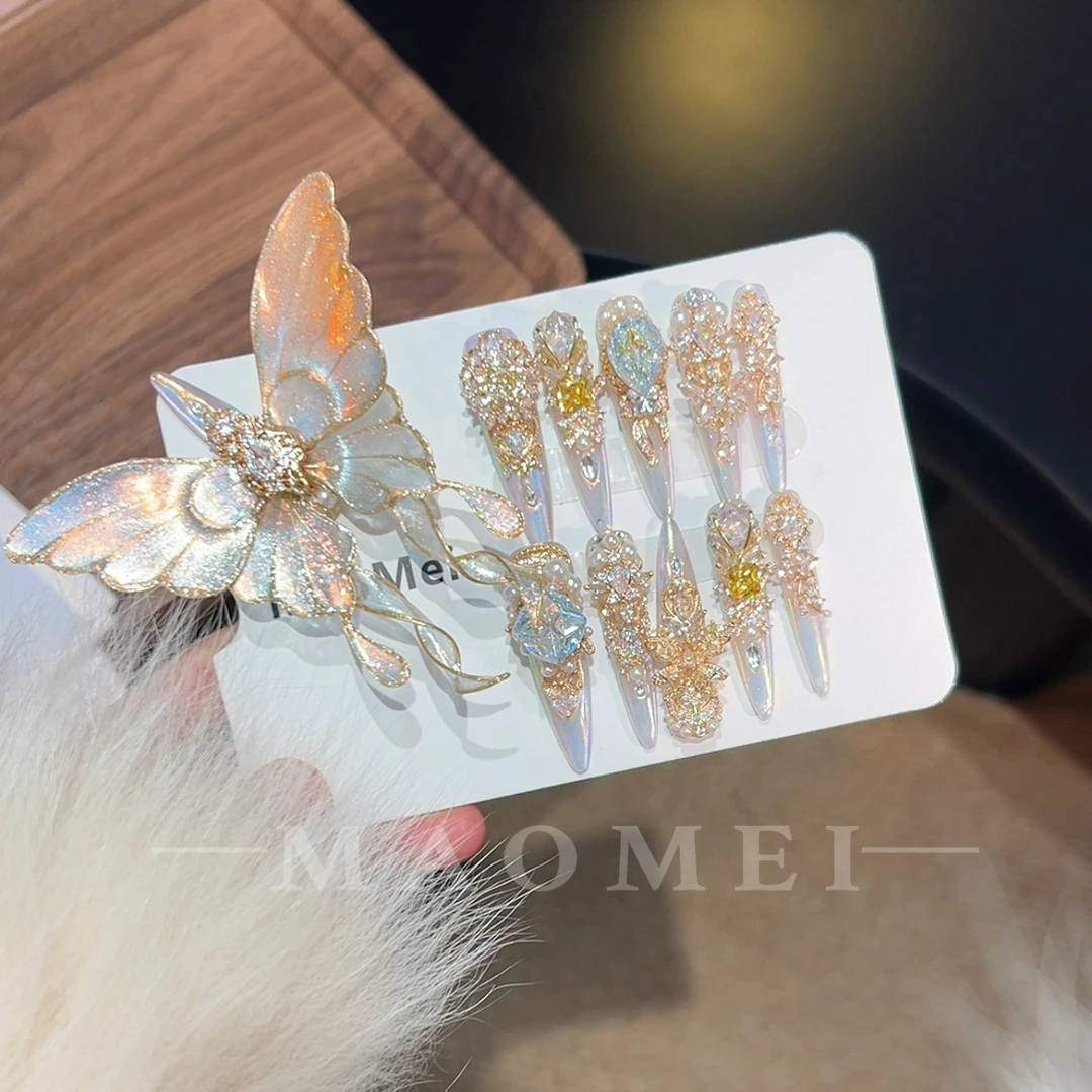 【塞西莉亚】猫妹穿戴甲美甲设计师款甜妹风少女感满锆手工穿戴甲