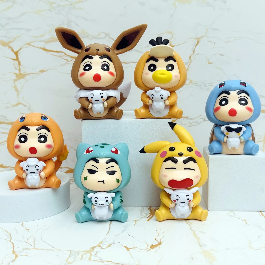 蜡笔小新宝可梦史迪仔黄油小熊美乐蒂套装手办