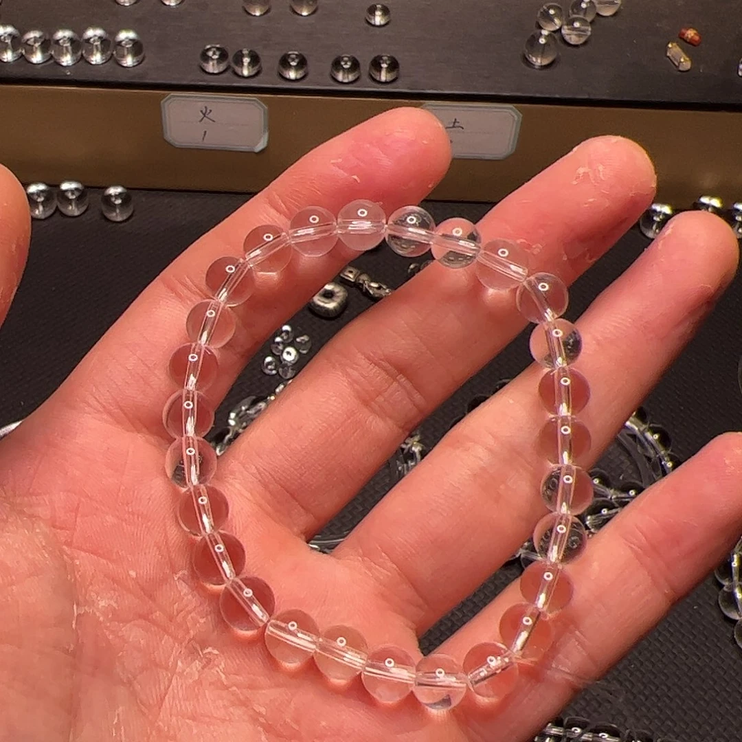 水晶手链未镶嵌寒白水晶7mm圆珠手链