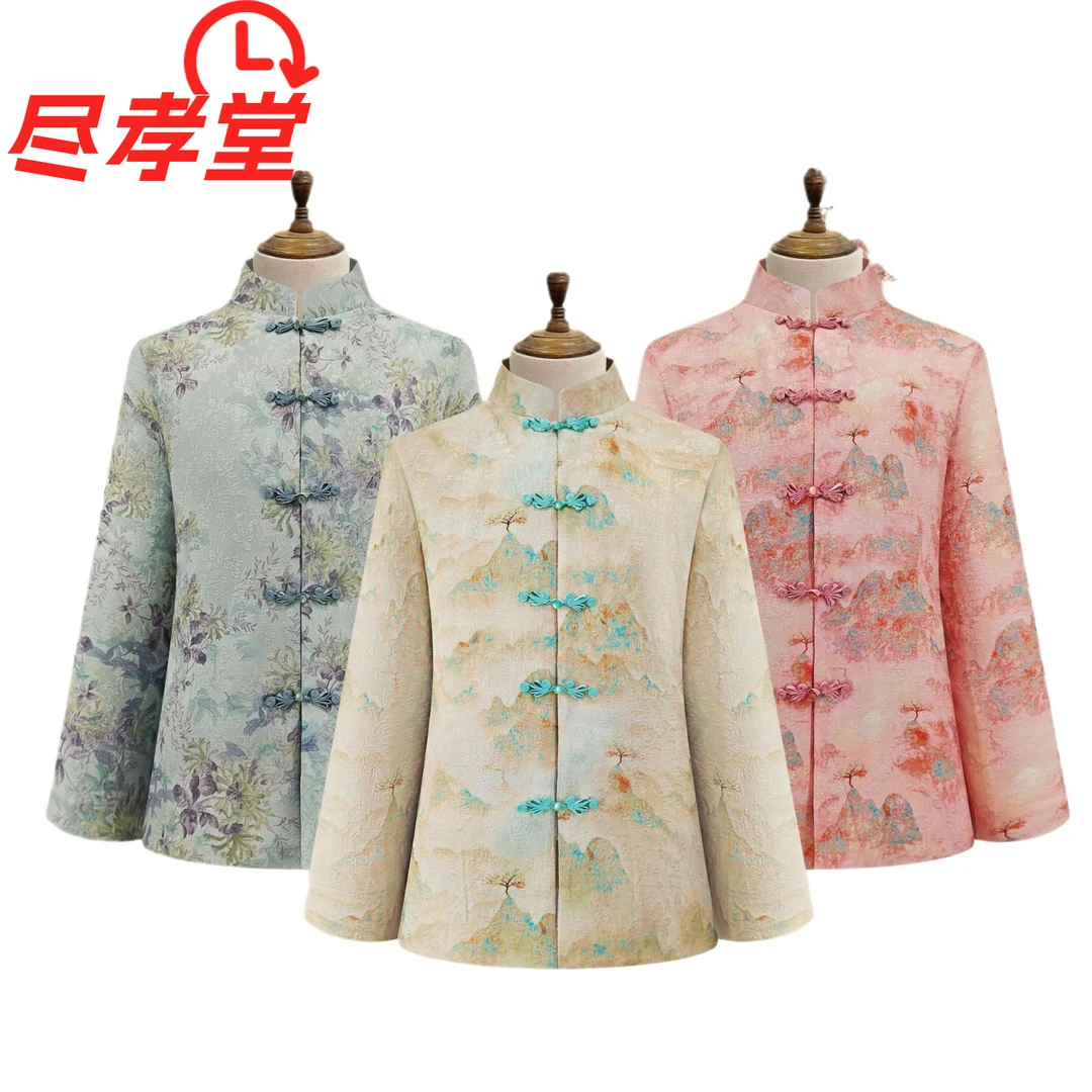 2025女士复古高档宫廷长款礼服7件套妈妈祝寿礼服套装四领3腰