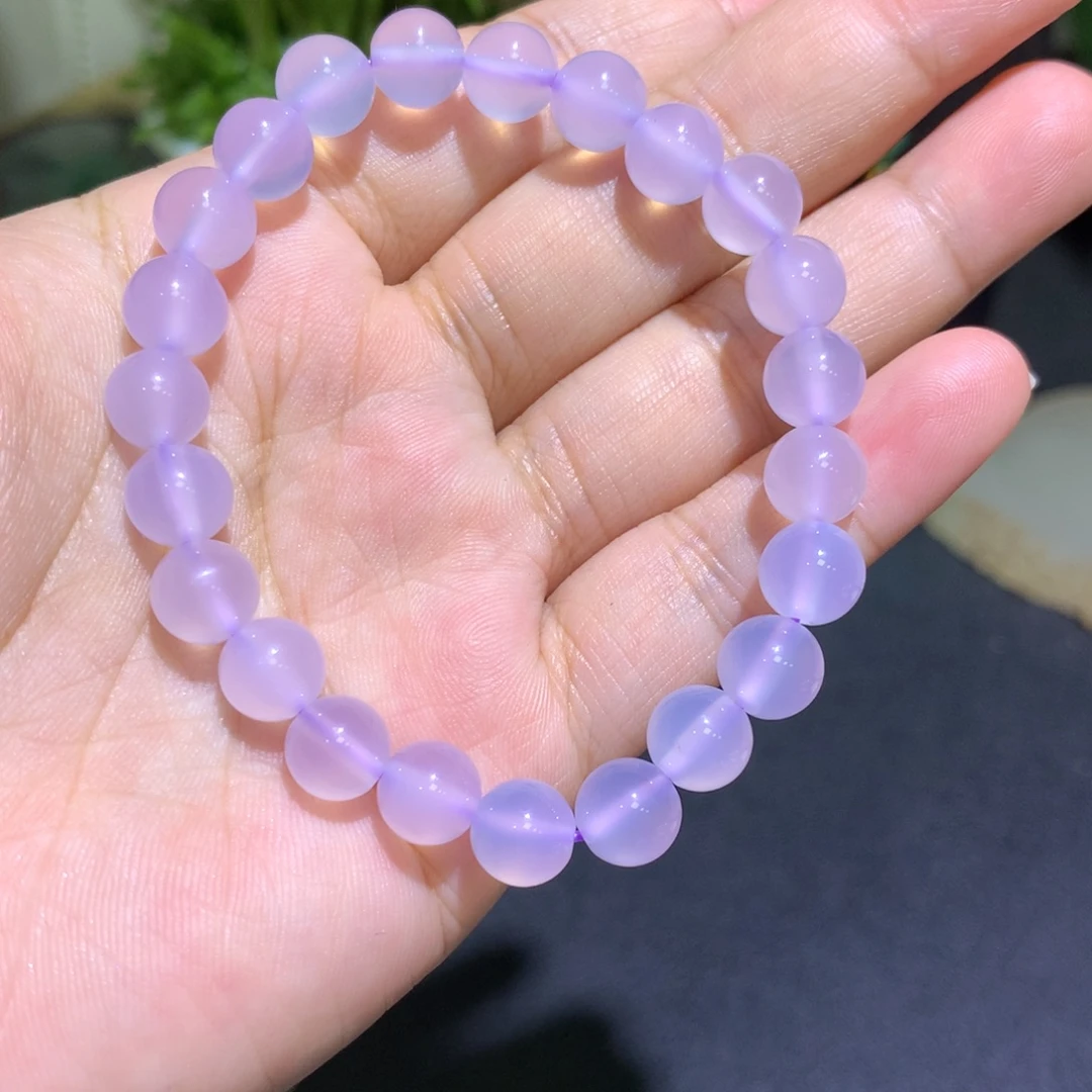 玛瑙/玉髓未镶嵌手镯卡8冰紫手串