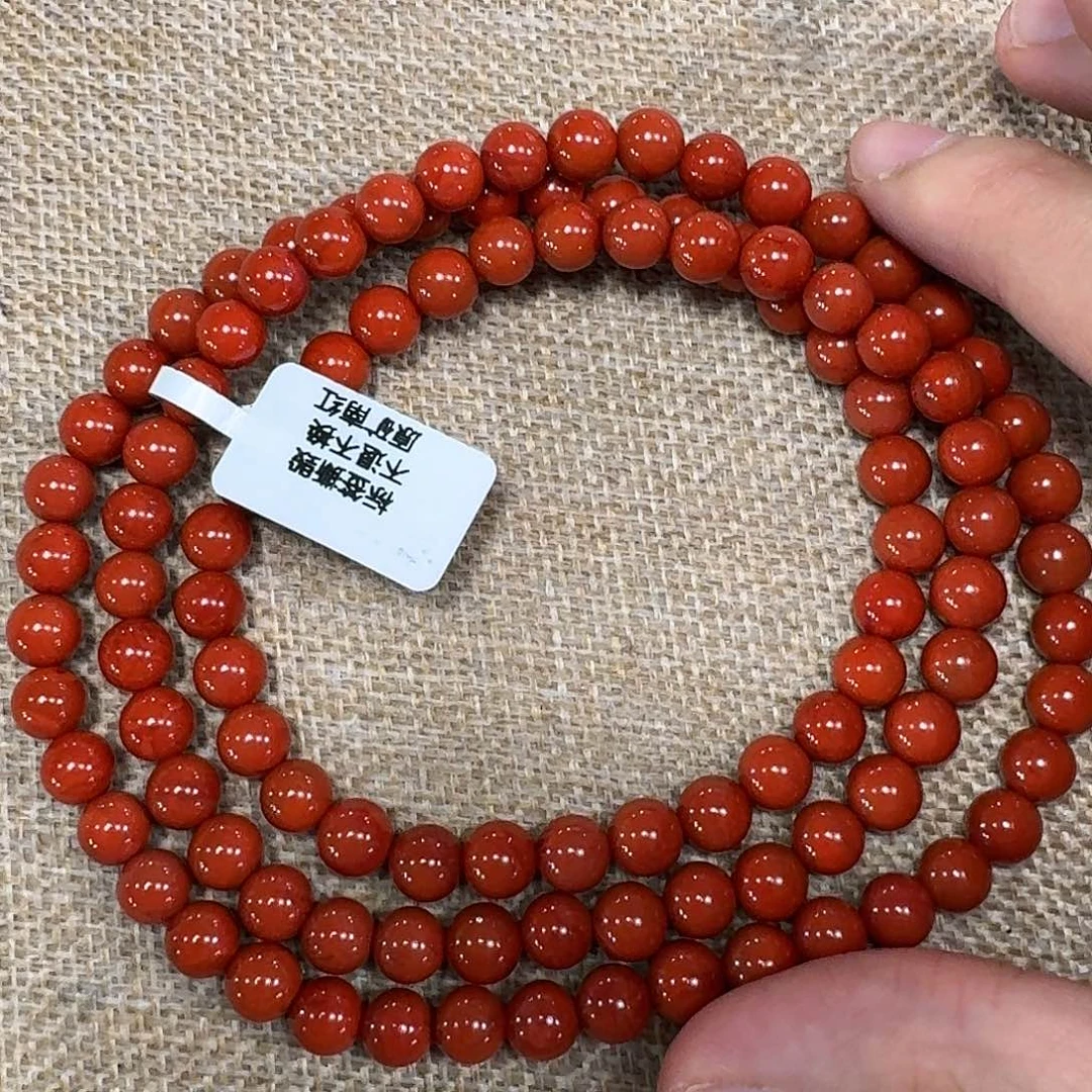 南红玛瑙未镶嵌手链项链多圈原矿南红高品质瓦西柿子锦满肉满色7