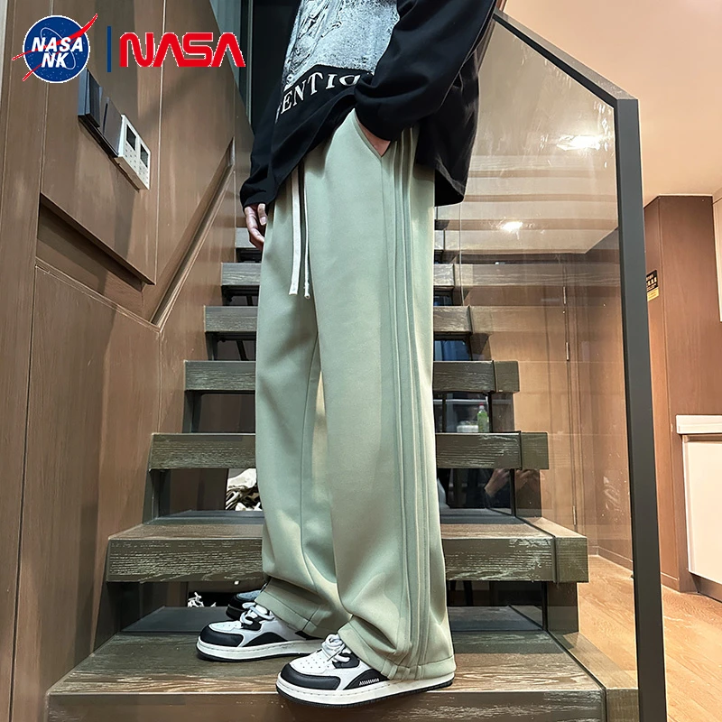NASA联名重磅卫裤男款秋冬季美式高街宽松阔腿青少年垂感运动长裤