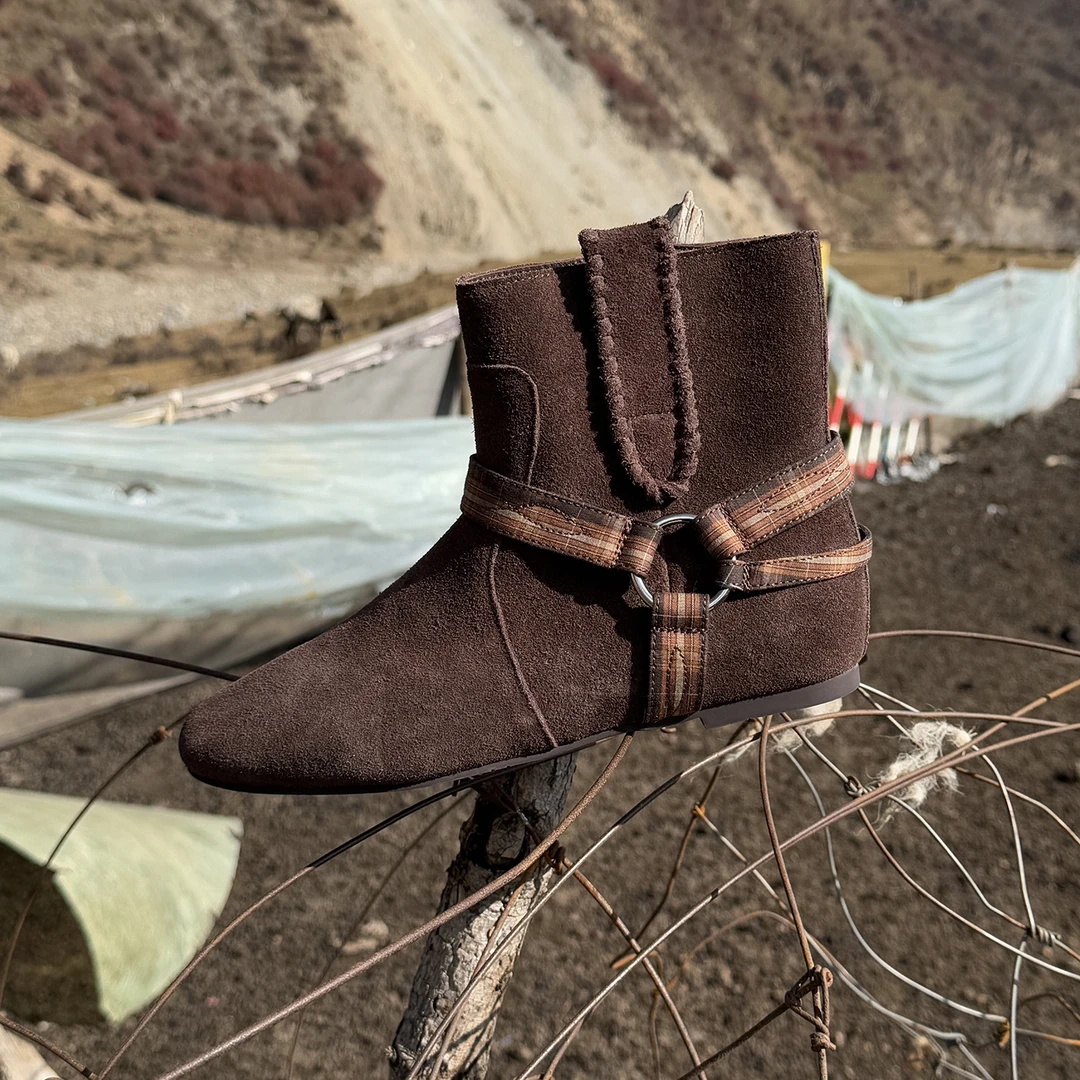 迷失麋鹿【秋日杂志靴】美拉德中筒百搭短靴女秋冬新款显瘦西部靴