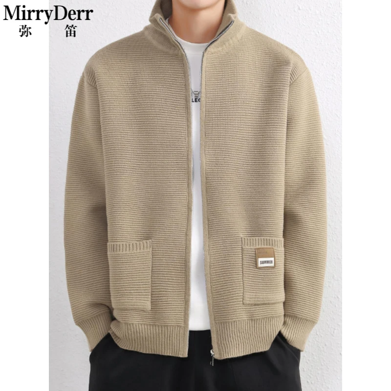 2025开衫外套男秋款针织休闲百搭拉炼立领夹克式纯色线衣上衣服