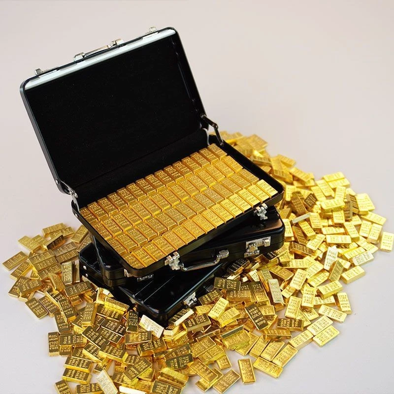 仿真铝合金行李箱手提箱迷你金条仿金小金条沙金模型装饰小摆件