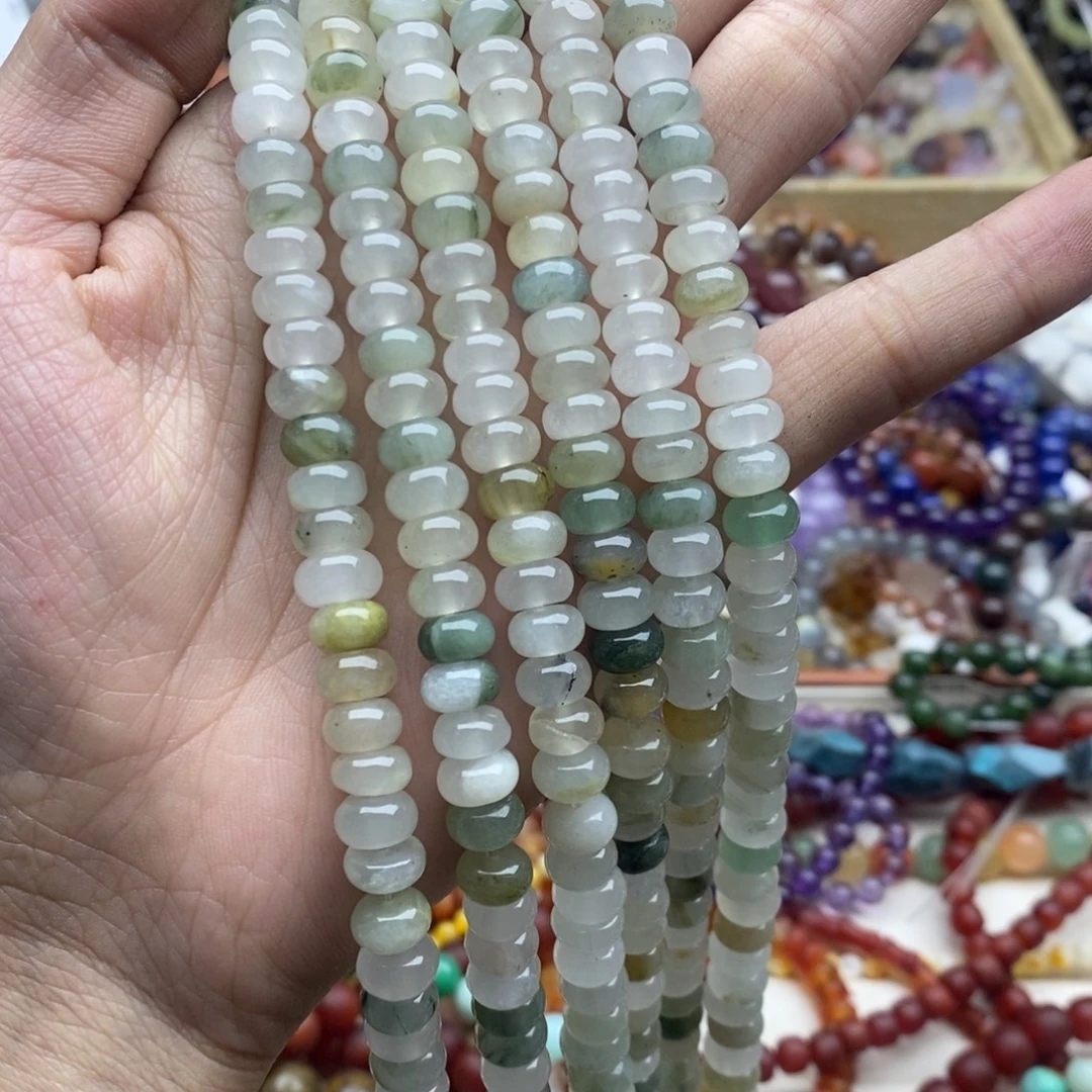 玛瑙/玉髓未镶嵌珠宝半成品一条天然微瑕8mm天山翠隔片