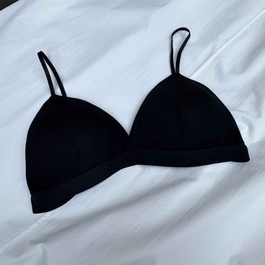法式无钢圈薄款三角杯可调节肩带比基尼性感黑色内衣文胸小胸192