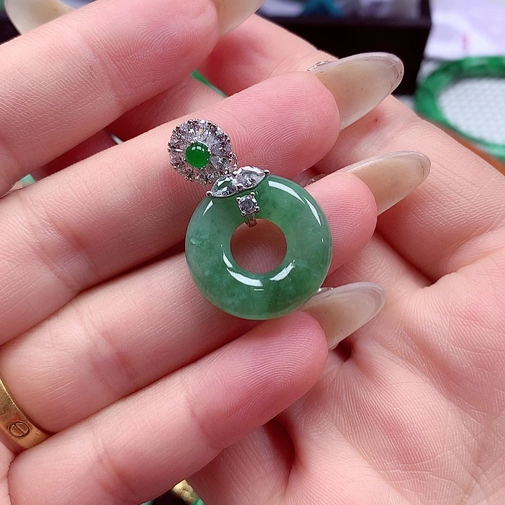 颈饰银S925镶嵌翡翠翡翠