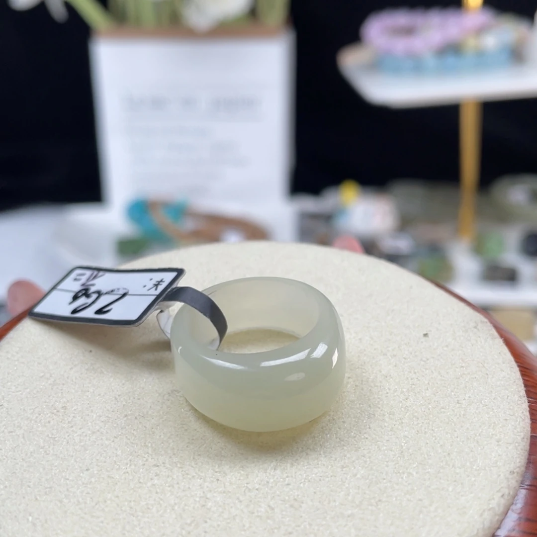 和田玉未镶嵌戒指o44浅晴馒头18.4