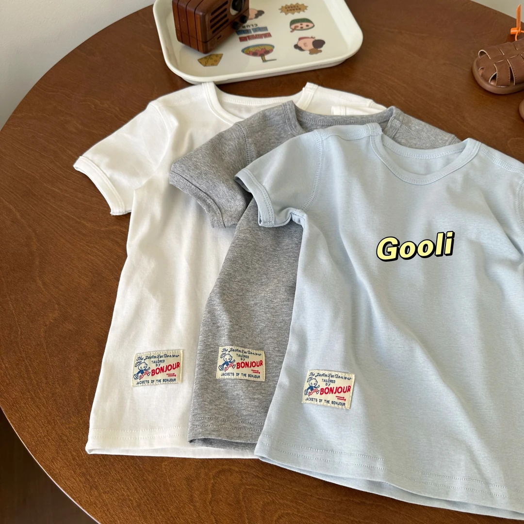 【古里现货】2025夏季新款儿童百搭短袖韩版洋气贴标夏款40405