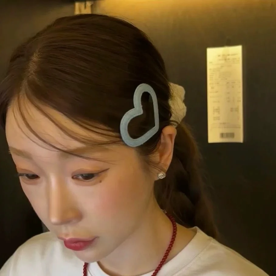 韩国欧尼同款气质牛仔蓝头饰爱心发夹女侧边碎发刘海夹后脑勺bb夹