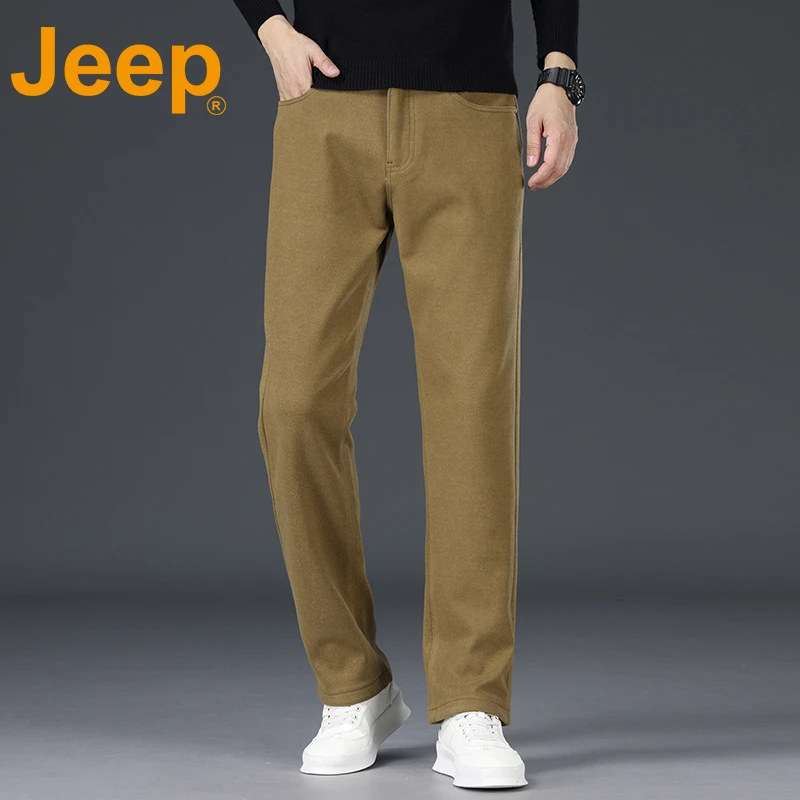 JEEP吉普2025新款含羊毛男士休闲裤男春季直筒裤子百搭长裤子男