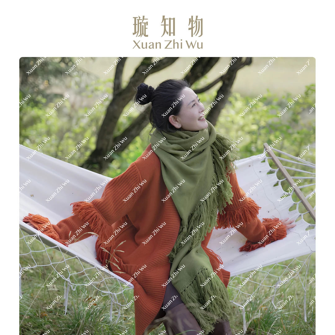 Xuan圣托里尼外套 1oo羊绒流苏螺纹王璇原创设计