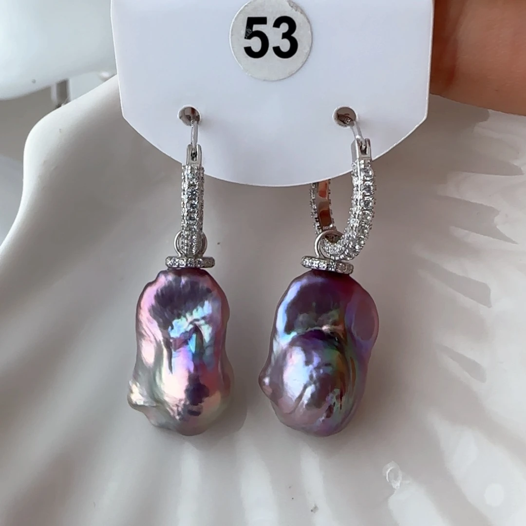 淡水珍珠耳饰银S925镶嵌↬***兮