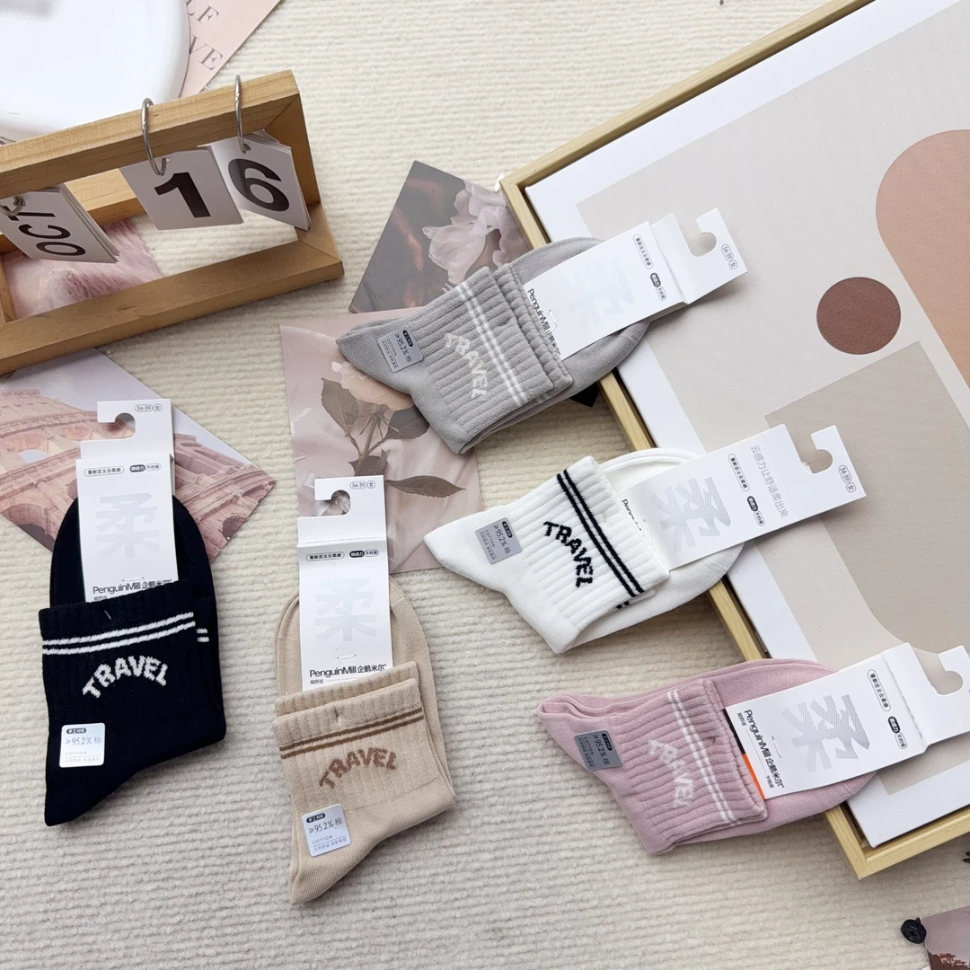 LG-5365-2 五双女袜休闲简约时尚中筒袜