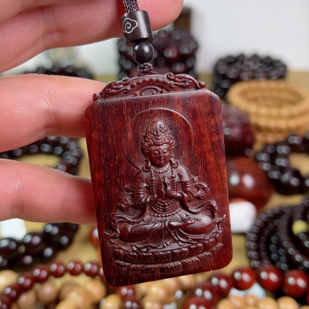 小叶紫檀吊坠461观音佛牌满金星