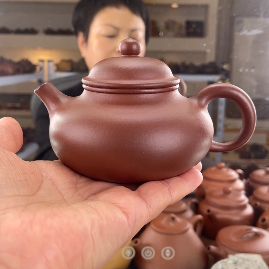 紫砂茶壶红皮龙全手工容天210cc左右