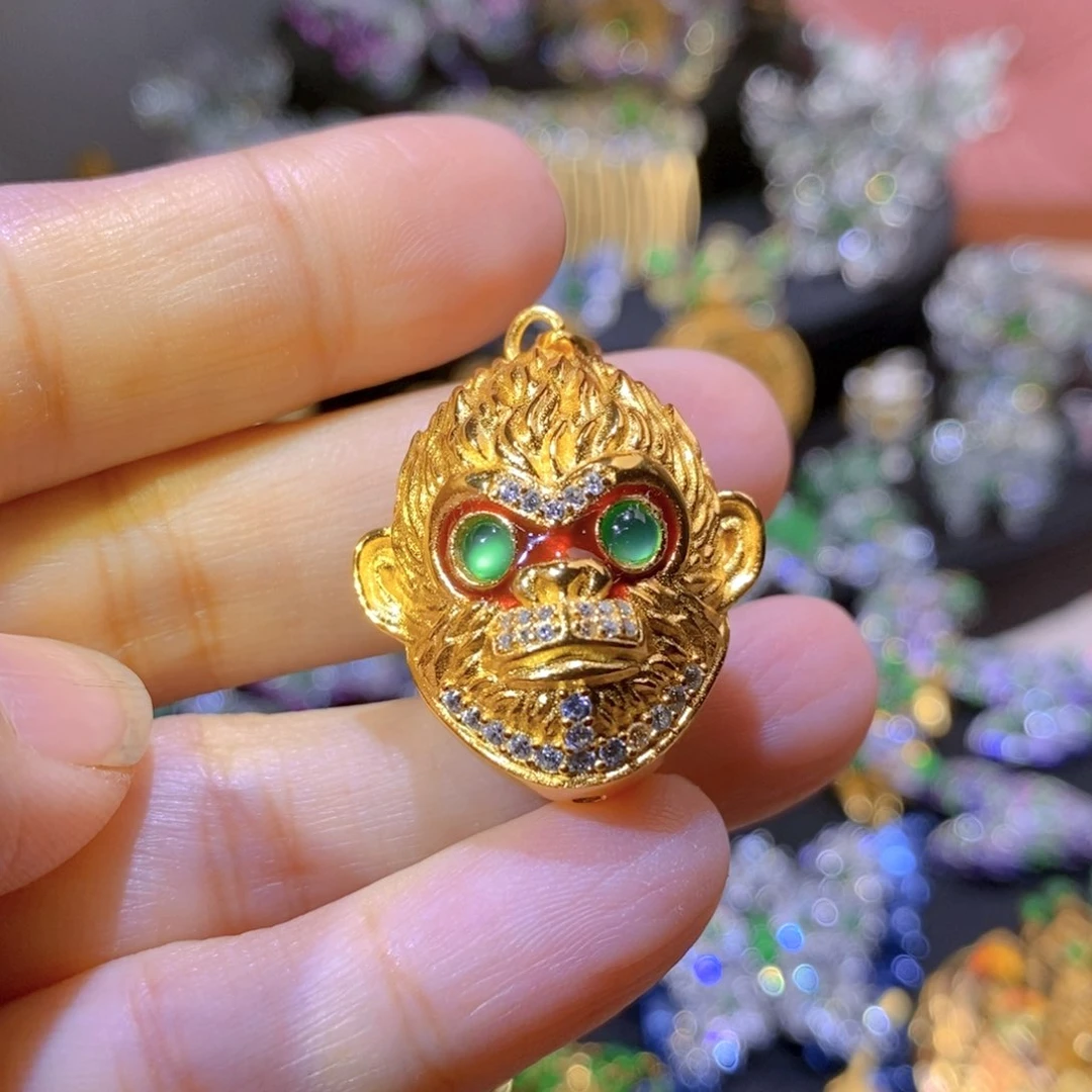 吊坠(不含链)银S925镶嵌翡翠