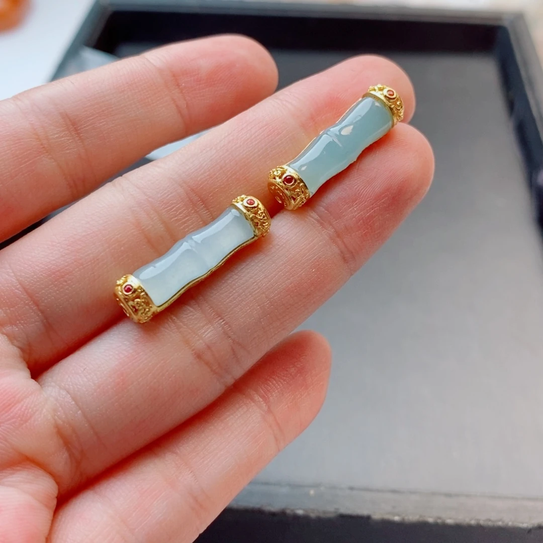 银S925镀金镶嵌手链翡翠配饰