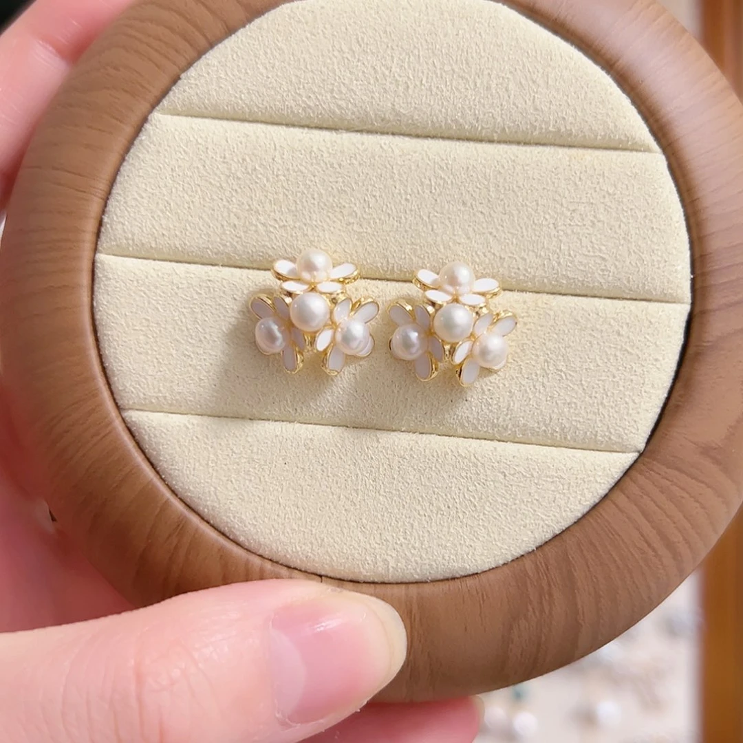 原创手作银S925镶嵌淡水珍珠