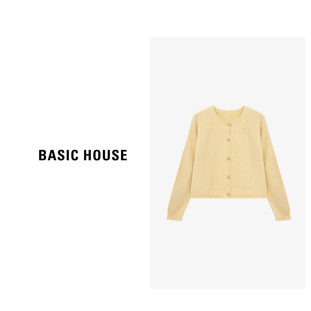 Basic House/百家好慵懒风宽松点纱简约插肩袖毛衣-B0625B5NCR2
