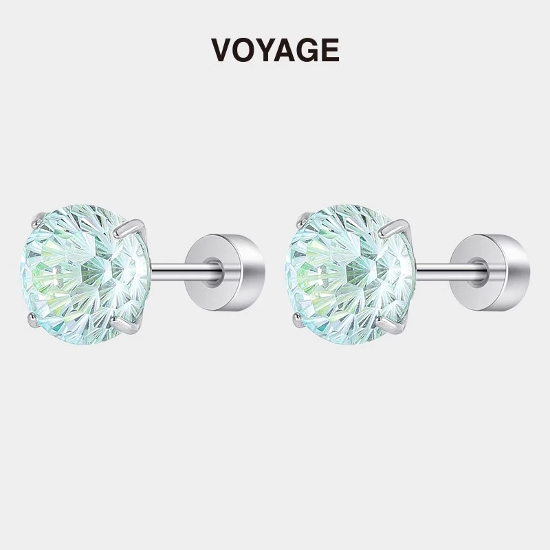 钛钢锆石耳饰 薄荷糖烟花切钛合金钉小众首饰爆闪钛钢养耳洞闪钻