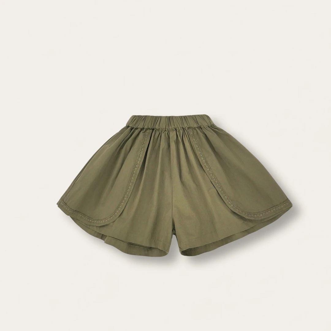 【姐姐家】2025新款女童军绿色儿童纯棉短裤女宝宝短裤sy3082