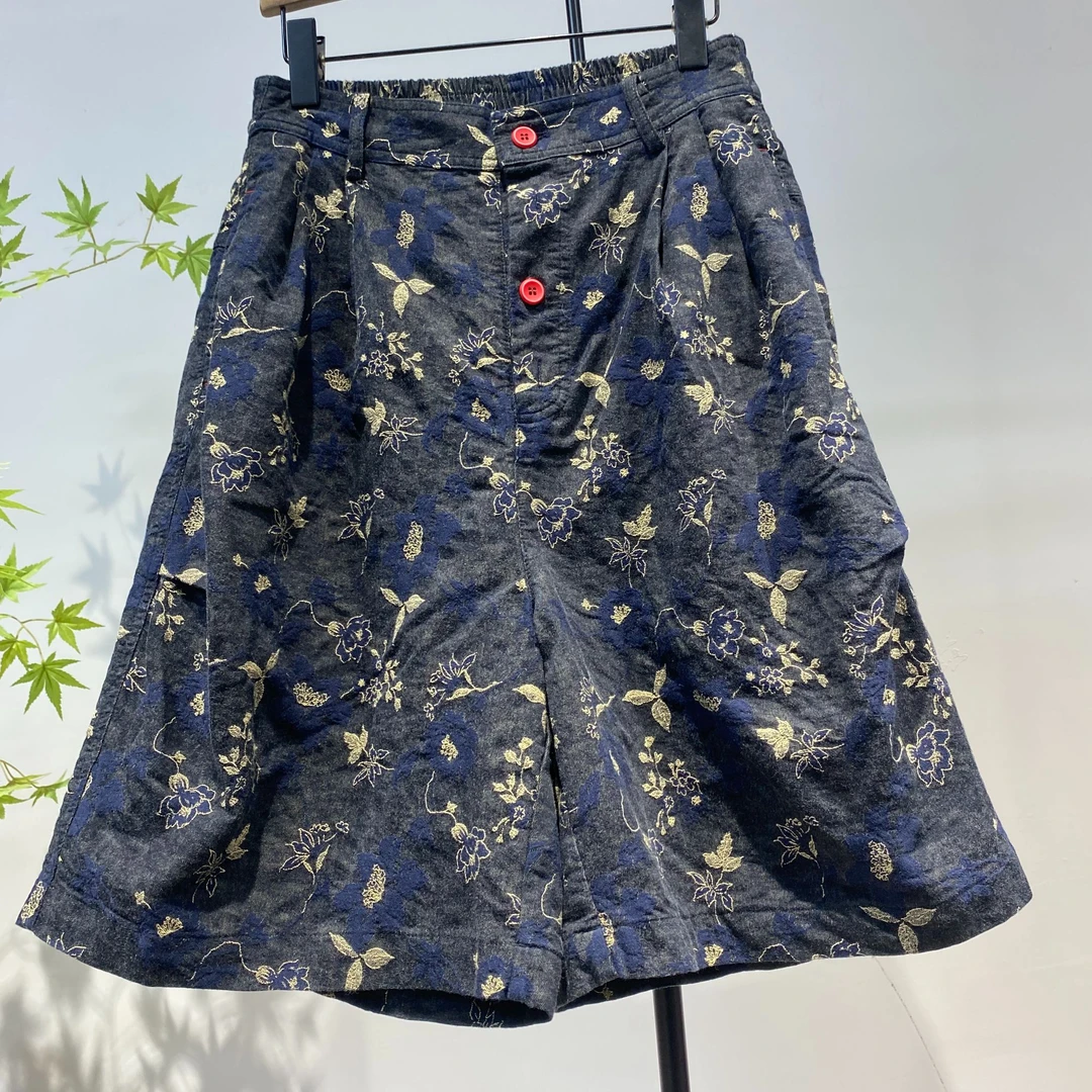 衣牧了然245192双面提花多扣翻边短裤