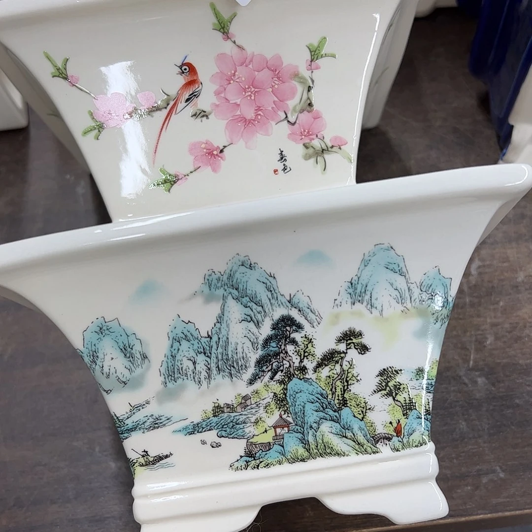 紫砂花盆492号瑕疵2个口不正缩釉脚部裂纹介意勿拍19/10