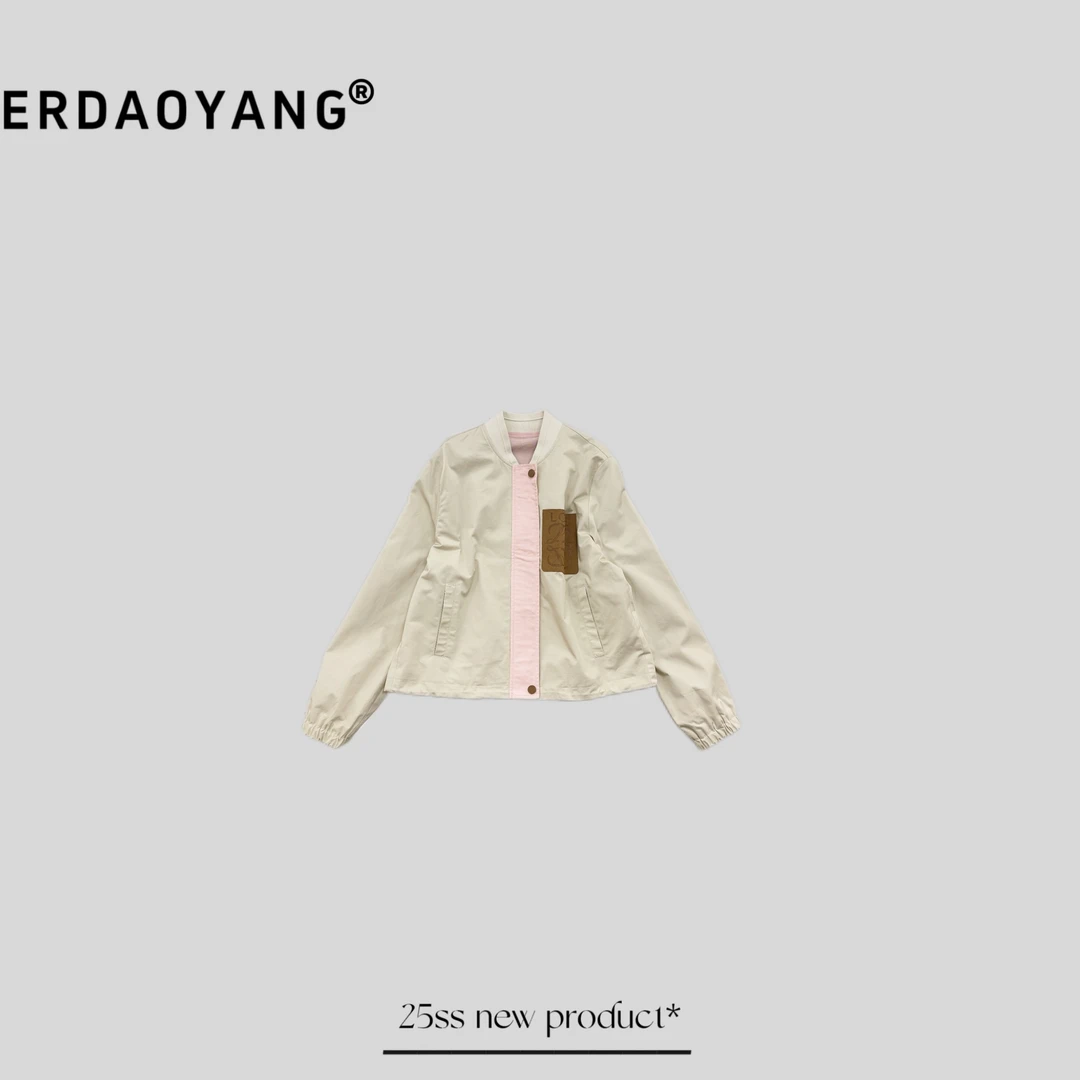 ERDAOYANG "魔女的口袋" 春夏新款撞色皮标棒球服外套WT6119