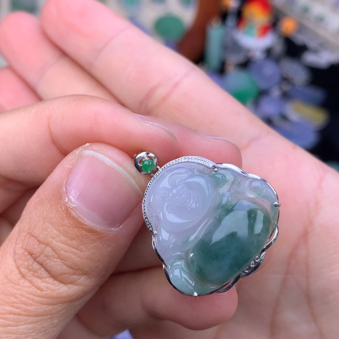 翡翠吊坠(不含链)18K金镶嵌