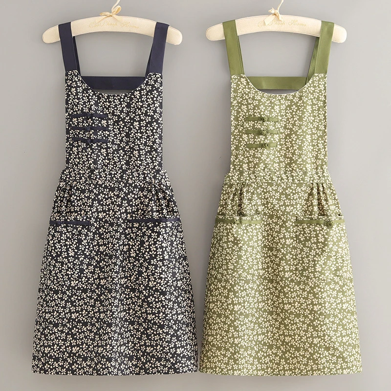 复古灯芯绒围裙厨房家用透气防污耐脏中式餐饮专用工作服上班围腰