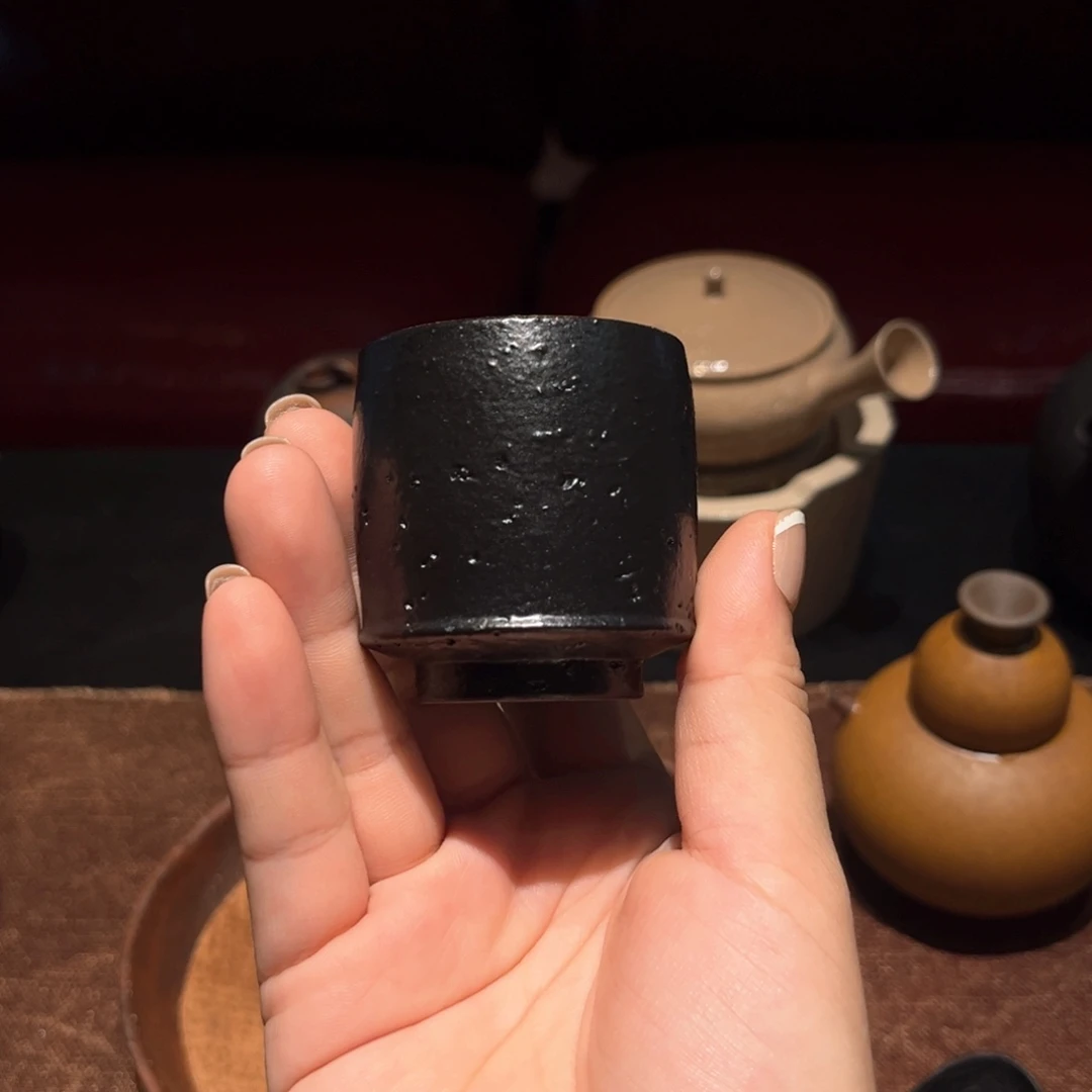 手工 大漆 黑金杯