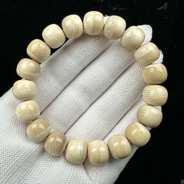Q1246天然猛犸牙 奶咖手串 11X10mm支持鉴定 假一罚四