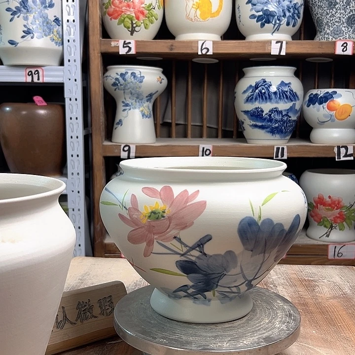 陶高20口20青花荷花陶瓷