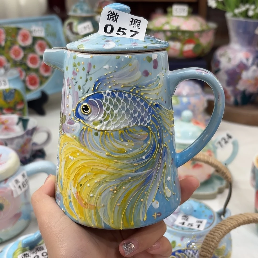 果***娜景德镇手绘高温釉下彩陶瓷茶具