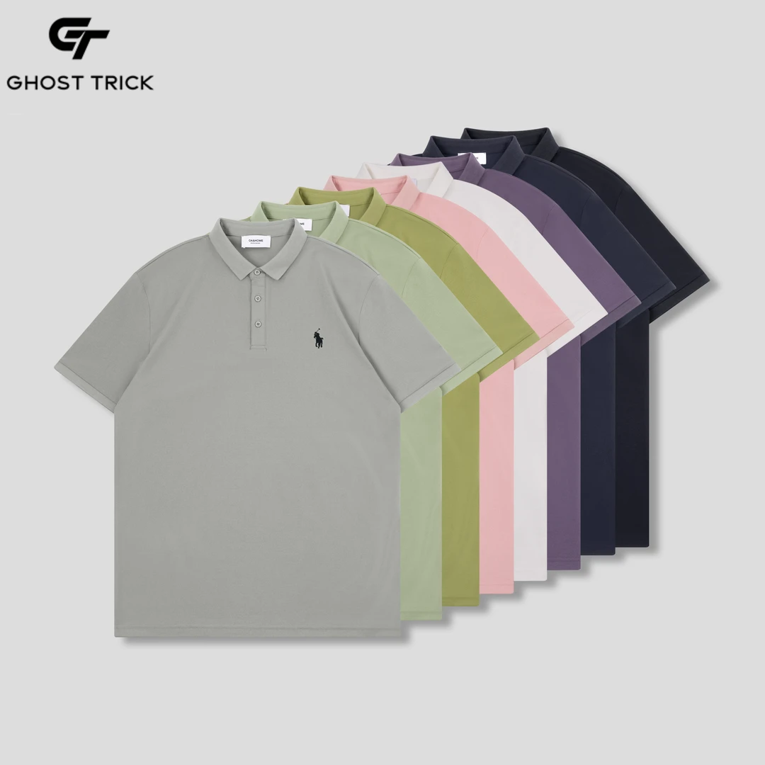 夏季刺绣简约纯色翻领POLO衫93097