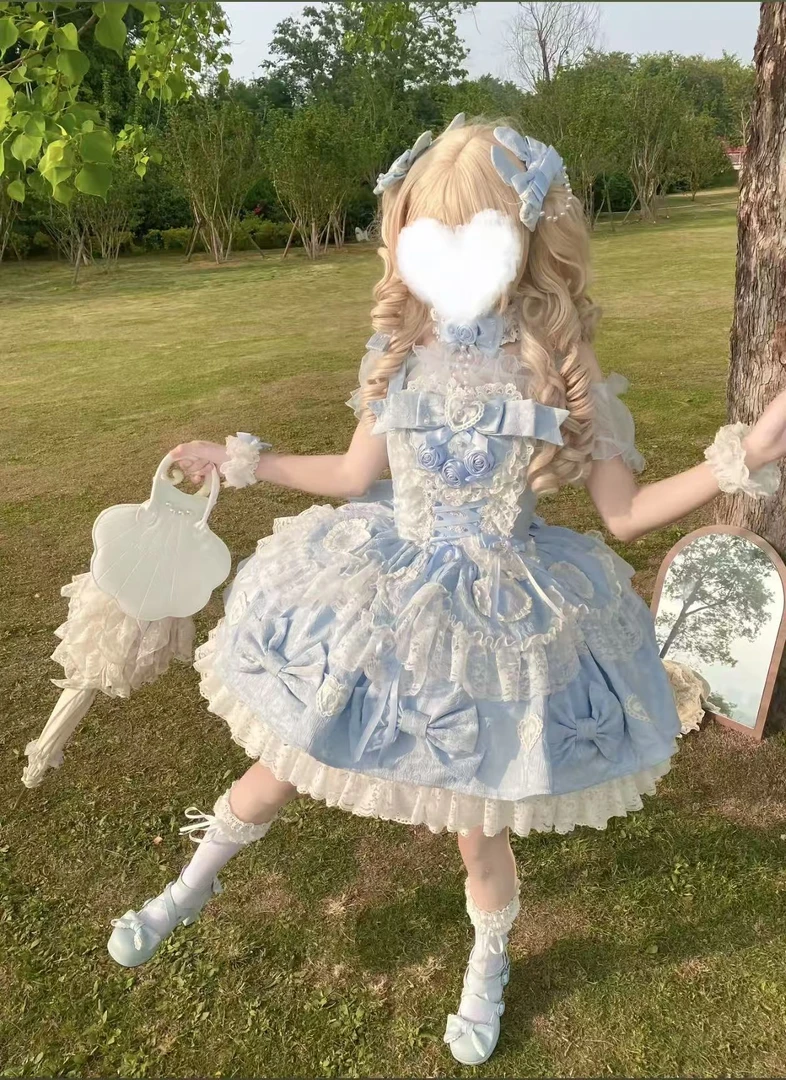 【啵啵专属】夏季doll感洋娃娃洛丽塔连衣裙短袖op吊带JSK中长裙女