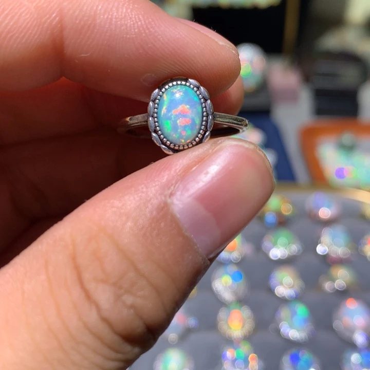 欧泊银S925镶嵌欧泊戒指