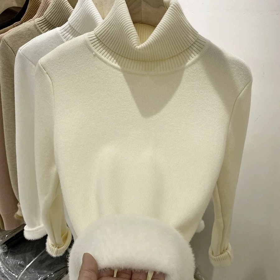 8628宽松高领毛衣加厚套头半高领高领毛保暖百搭纯色女士