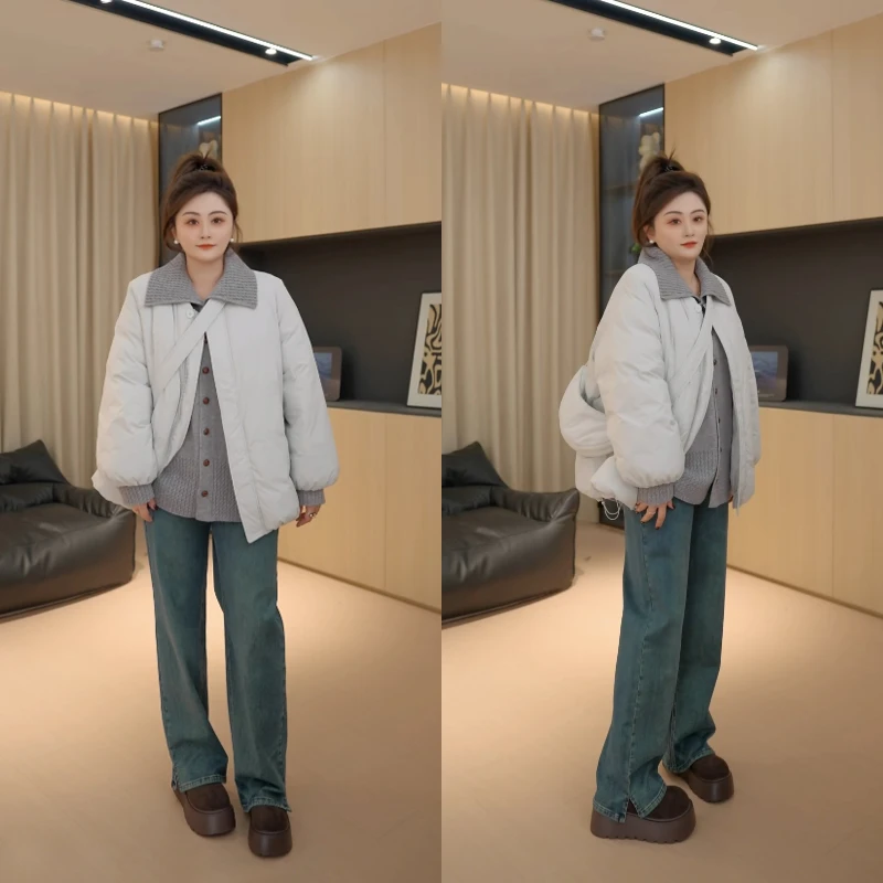 【胖佳佳】丝绒泡芙 立领棉服冬季时尚百搭加厚短外套H624H20026