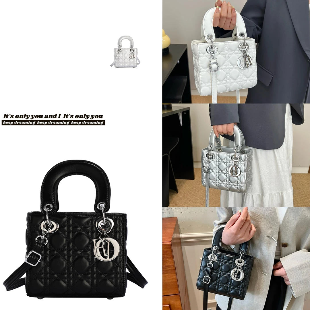 新款戴妃包真皮女包包2024菱格链条小方包单肩百搭斜挎手提包3050