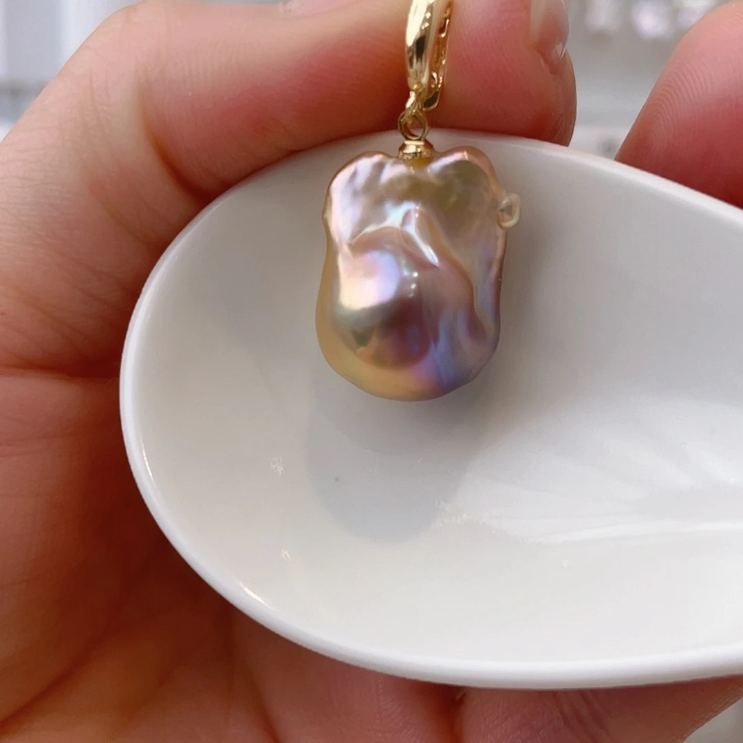 淡水珍珠颈饰银S925镀金镶嵌