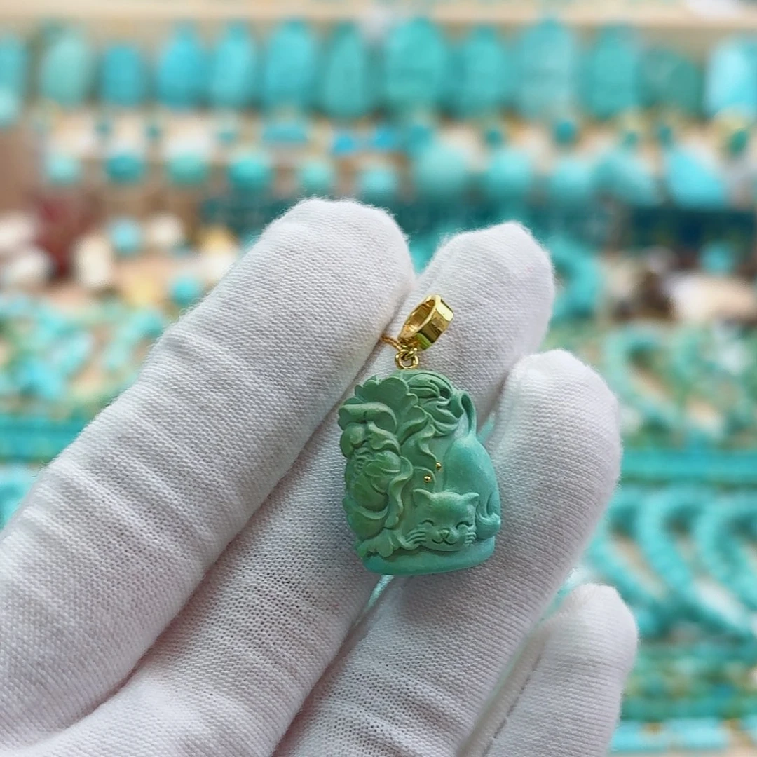 绿松石18K金镶嵌珠宝奇石